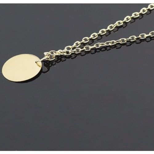 Fashion golden round chain necklace For Women Simple cooper metalic pendant Retro vintage short necklace choker jewelry