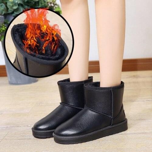 Fashion Winter Snow Boots Women Shoes Slip On Plush Warm Ankle Boots Fur Slip On Flat Shoes High Top Women Boots Plus Size 36-44