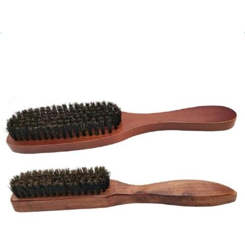 Men Natural Bristles Beard Mustache Styling Brush Facial Hair Shaving Cleaning Solid Wood Handle