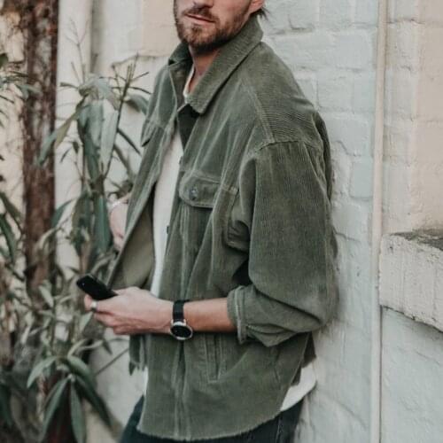 Men Explosive Hip-hop Style Top Corduroy Loose Jacket Harajuku Street Punk Style Clothing Lightweight Windproof Casual Coat Tops