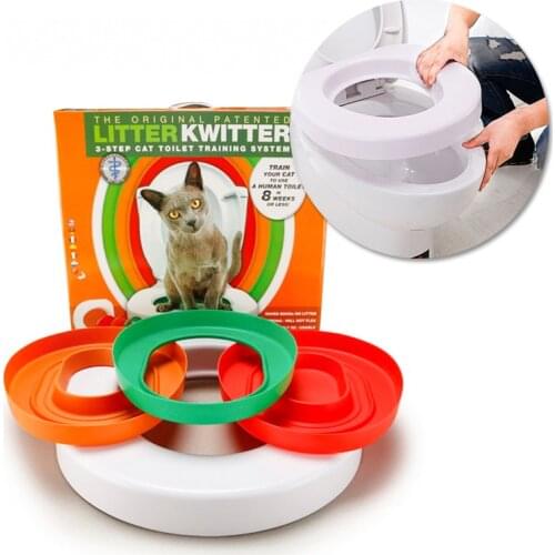 Cat Training Toilet Seat Litter Box Tray Kit Professional Trainer Clean Kitten Healthy Cats Human Toilet Pet Plastic Semi-closed