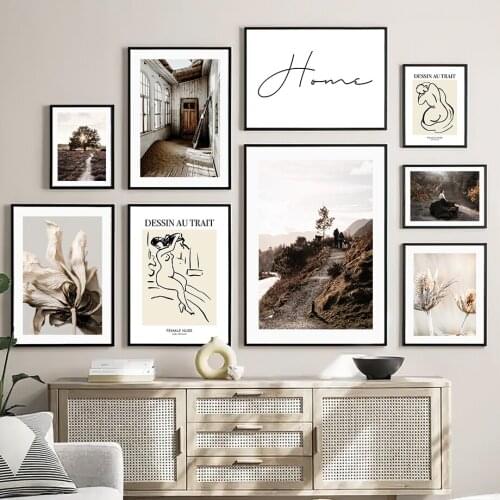 Autumn Forest Town Flower Dancing Girl Wall Art Canvas Painting Nordic Posters And Prints Wall Pivtures For Living Room Decor