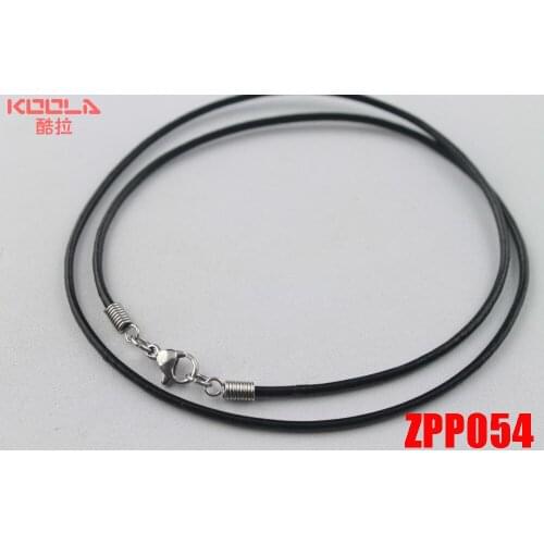 16"-38") 2mm black real leather necklace stainless steel screwed joint accessories jewelry DIY parts 20pcs ZPP054