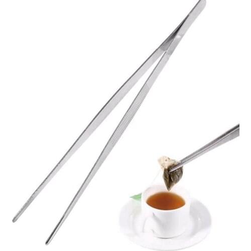 30cm 1pc Barbecue Tweezers Stainless Steel Food Tweezers Cooking Utensils Tongs The Kitchen Buffet Long Straight Roasting Clamp