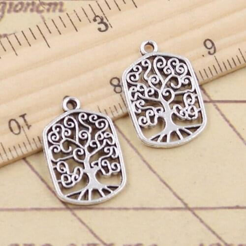 20pcs Charms World Peace Tree 22x14mm Tibetan Silver Color Pendants Antique Jewelry Making DIY Handmade Craft