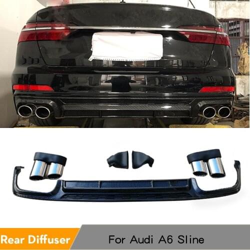 PP Car Rear Bumper Diffuser Lip Spoiler for Audi A6 S-line 2019 Rear Bumper Diffuser Lip Spoiler Not for S6 RS6