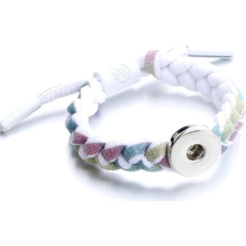 The Bloomer Adjustable Braided Shoelace Snap Button Bracelet fit 18mm Snap Jewelry Handmade 18mm Snap Knit Shoelace Bracelets