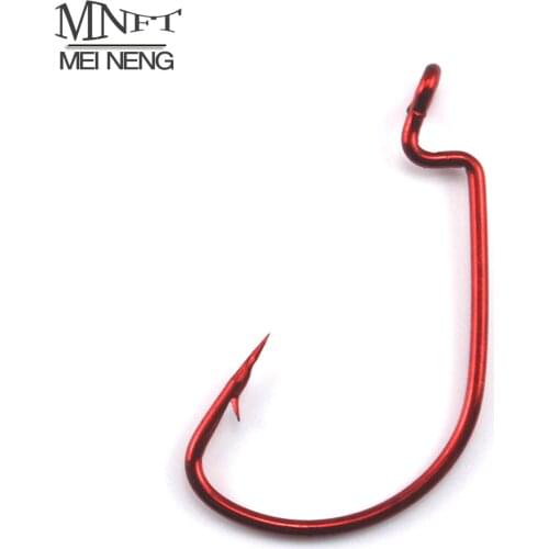 25Pcs Fishing Hooks Red Bloody Crank Offset Worm Hook Lure Soft Bait Texas Rig Fishhook Size 2#-5/0# High Carbon Steel