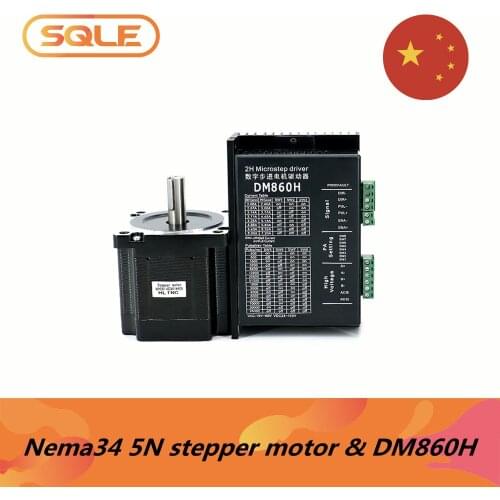 Nema34 open loop stepper motor 86HS82-4504A14 5Nm 1.8 angle step current 4.5A with 14mm shaft & DM860H Microstep driver