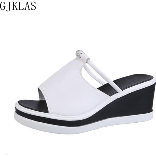 Wedges Slippers Casual Shoes for Women White Heels Platform Shoes Woman Summer Slippers Beach Black Sliders Shoes Women Outdoor