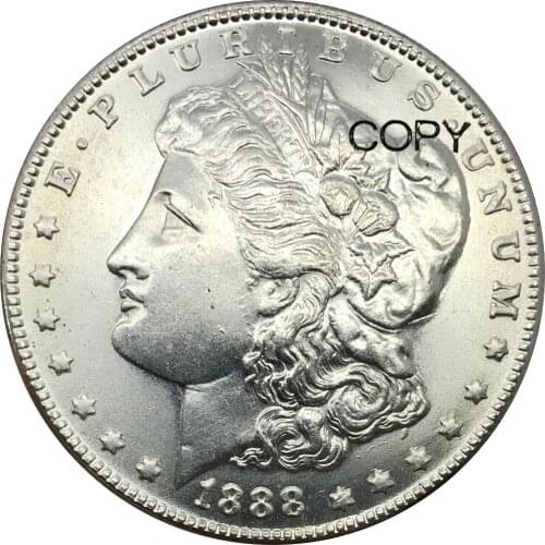 United States Of America 1888 s 1 One Dollar Morgan Dollar Cupronickel Silver Plated Copy Coins