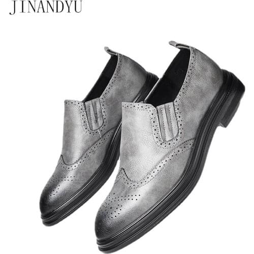 Elegant Wedding Dress Shoes Men Classic Leather Brogue Shoes Man Business Casual Leather Shoes Male Formal Flats Oxford Footwear