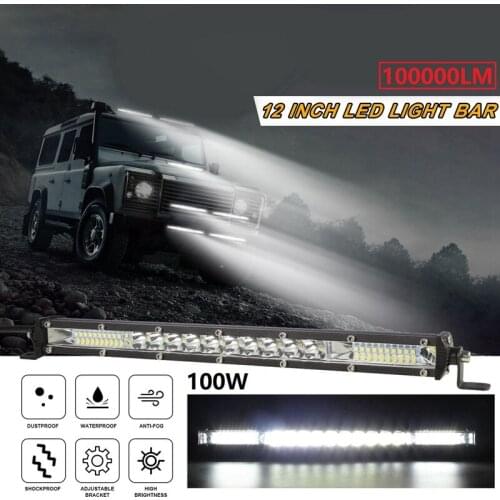 Ultra-Thin 1000W 12Inch Led WorkLight Bar Combo Flood Spot Offroad Truck UTV SUV
