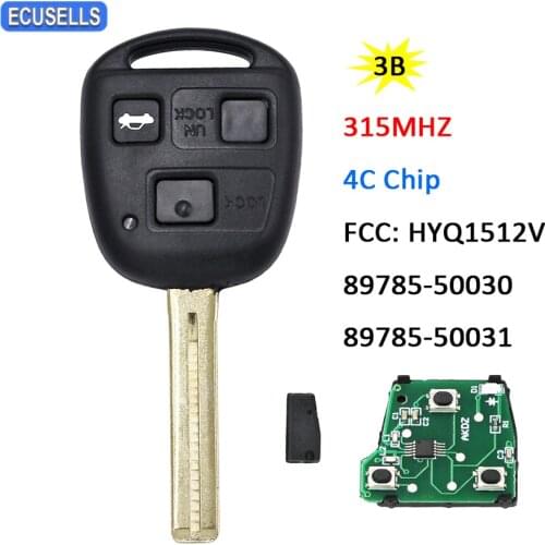 3 Button Remote Smart Car Key 315MHZ 4C Chip TOY48 Uncut Blade For Lexus GS300 GS400 GS430 ES300 IS300 LS400 FCC ID: HYQ1512V