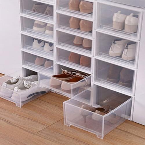 Thickened Drawer Type Shoes Organizer White Transparent Storage Boxes Kids Woman Man Footwear Stackable Container