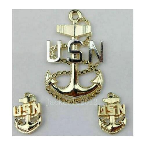US USN Navy Cap Badge Pin Insignia & Collar Navy Badge Pin SET Outdoors Military armyshop2008