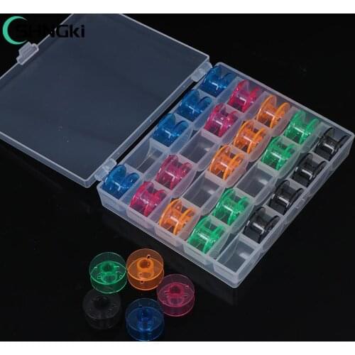 1set/lot Colorful Plastic 25 Bobbins Sewing Machine Spools With Thread Storage Case Box Sewing Tools For Home Sewing Accessories
