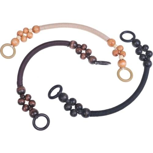 1PCS Bag Strap Handle DIY Handbag Handle Replacement Bag Parts Accessories 46cm Wood Bead Rope