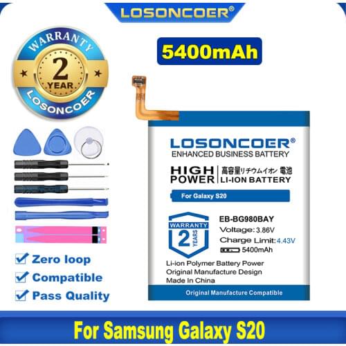 100% Original LOSONCOER 4800mAh EB-BG980ABY Battery For Samsung Galaxy S20 Battery