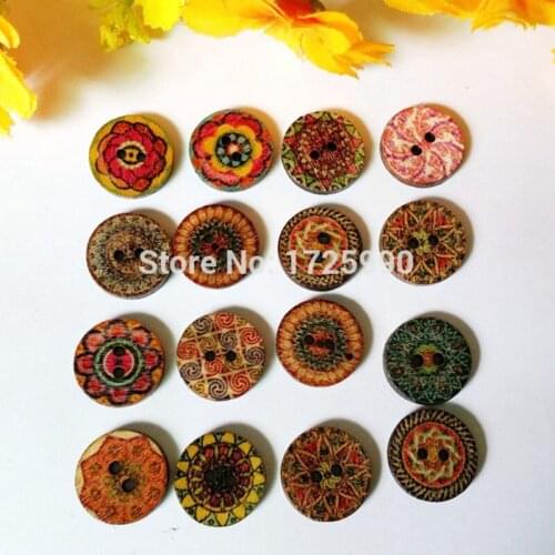 100pcs 15mm Button Random Mix Wooden Painting Buttons for Craft Scrapbook Sewing Accessories botones decorativos