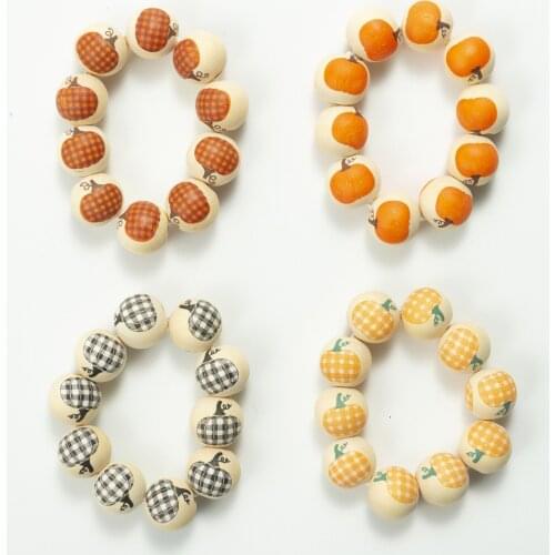 16mm Halloween Pumpkin Pattern Napkin Buckle Wooden Bead Ring Party Dinner Festival Table Decoration DIY Fashion Custom Crafts