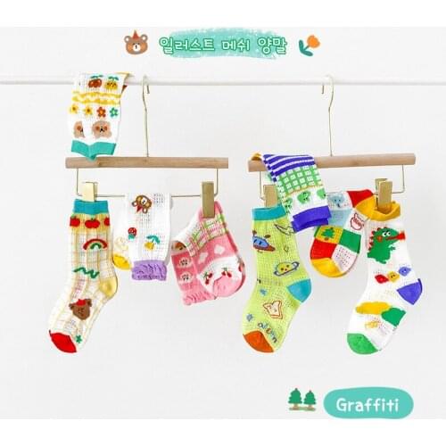 4 Pairs/Lot Children Cotton Socks Boy Girl Baby Infant Fashion Breathable Cartoon Socks for Summer 1-8T Teens Kids Accessories