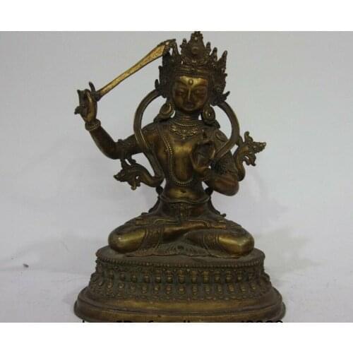 9 Tibetan temple Copper Gold Gilt Bodhisattva Manjusri Manjushri kwan-Yin Statue