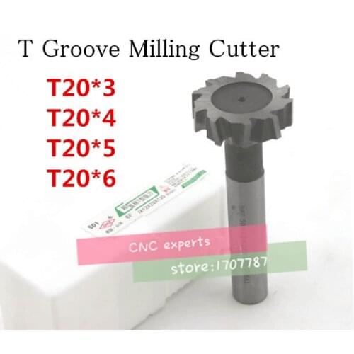 Free delivery 4PCS T20*3*4*5*6 high speed steel Straight shank T groove milling cutter T type Straight shank milling cutter