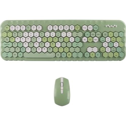 2.4GHz Wireless Keyboard And Mouse Combo Chocolate Keycap Set With USB Receiver For PC Gamer