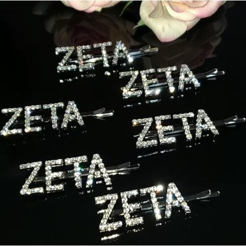 Blingbling Greek Theme "ZETA" Word Hairclips Rhinestone Greek Letters hair bobby pins Unique Hairgrips Accessories WHOLESALE