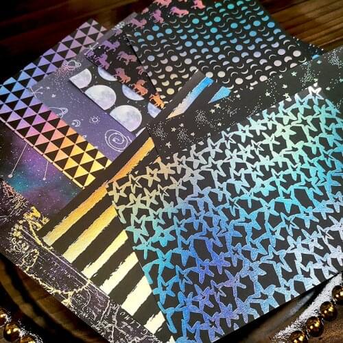 Panalisacraft 10 sheets 4.5"X6.5" foil star sky patterned paper pad Scrapbooking paper pack card craft paper craft Background