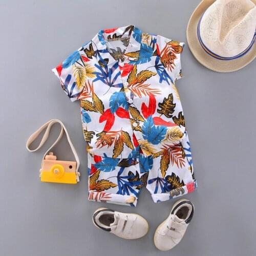 Baby clothes summer fashion cartoon short-sleeved printed shirt two-piece suit baby boy casual suit childrens clothes baby suit