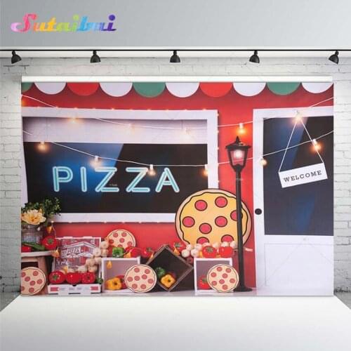Pizza Shop Backdrop Newborn Baby Shower Window Vegetables Tomatoes Child Portrait Photography Background Photo Studio Props