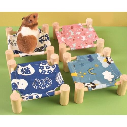 Hamster Guinea Pig Hammock Bed, Hedgehog Elevated Sofa Bed , Cozy Lounge for Small Animal Chinchilla, Removable and Washable Bed