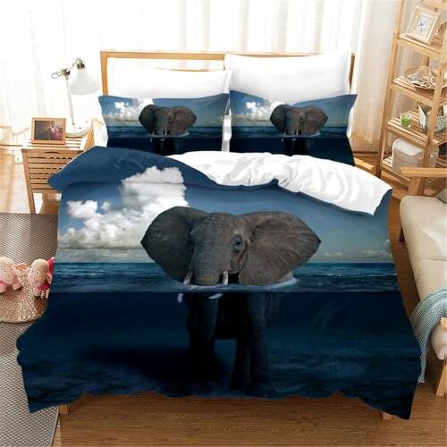 2/3 Pieces Elephant And Sky Bedding Set Cartoon Animals Duvet Cover Single Queen King Bed Cover Set For Adults Bed Quilt Cover