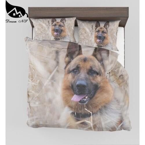 Dream NS Polyester Cotton Super Soft Bedroom bedding Wolf Dog High Definition Print Quilt Case Pillowcase Set MSY09