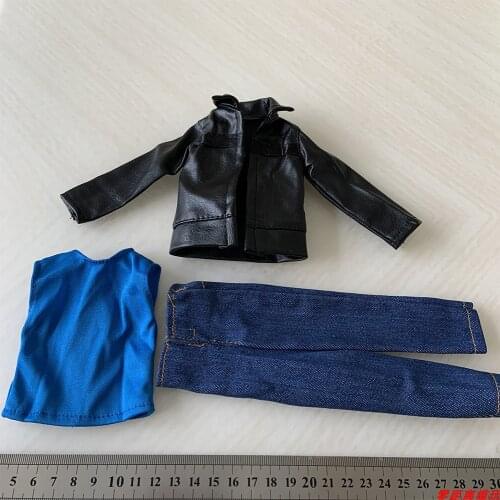 1:6 Soldier Clothes Leather Jacket Vest Jeans Clothes Suit Trendy Clothes Soldier Clothes Model