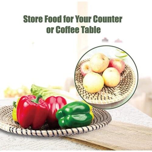 Round Woven Basket Desktop Storage Tool Creative Wall Hanging Decoration for Bedroom Kitchen Living Room Dropshipping