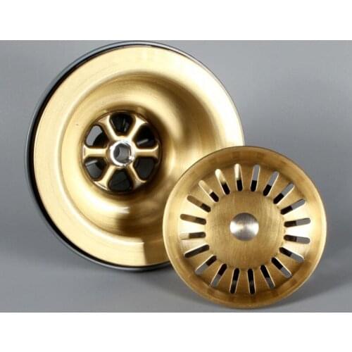 Brass Brushed 114mm Kitchen Sink Drainer Strainer sink can Removable Strainer Basket and Seal Lid