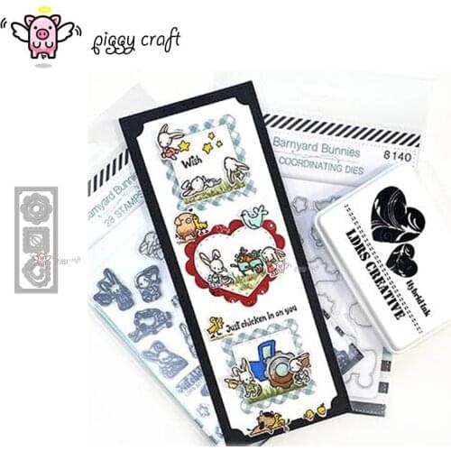 Piggy Craft metal cutting dies cut die mold Rectangular card frame Scrapbook paper craft knife mould blade punch stencils dies