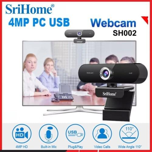 Sricam SH002 Mini PC USB Webcam 4 MP Desktop Laptop Video Camera With Microphone USB Plug & Play for Skype Live Class Conference