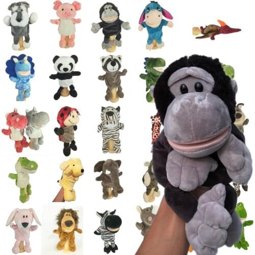 Cute Carton Animal Hand Puppet Toys Plush Puppets Frog Tortoise Pig Rabbit Tiger Monkey Bear Lion Doll Baby Toy Animals Toy