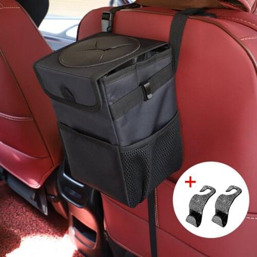 Waterproof Car Trash Can Bin Auto Car Accessories Organizer Garbage Dump For Trash Can Cars Storage Pockets Closeable Portable