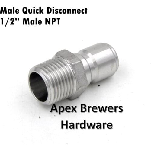 Male Quick Disconnec-1/2"Male NPT, Ball Lock Style, Homebrew Brewer Hardware, Wholesale and Retail