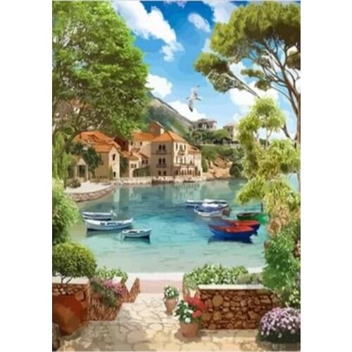 DIY Colorings Pictures by Numbers with Colors The Scenery of The Treepicture Drawingpicture Draw Painting by Numbers Framed Home