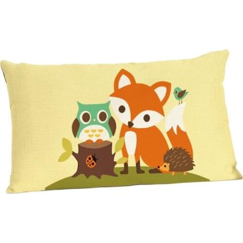 Personalized Cartoon Animals Owl Watercolor Birds Fox Cushion Cover Meditation 30x50Cm Cotton Linen Scatter Throw Pillow Case