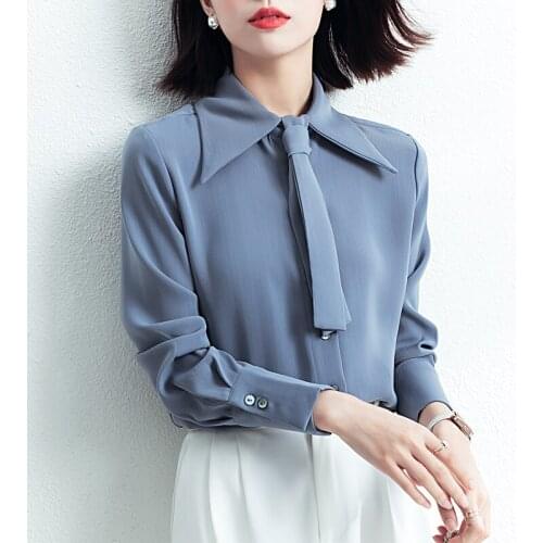 Autumn Womens Shirt Oversized Solid Color Long Sleeve Top Ladies Office Workwear Shirts Blusas