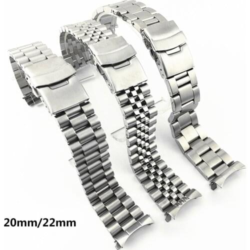 20mm 22mm Solid Stainless Steel Watchband Metal Curved End Diving Wrist Bracelet Band Accessories for Seiko SKX009 Watch Strap