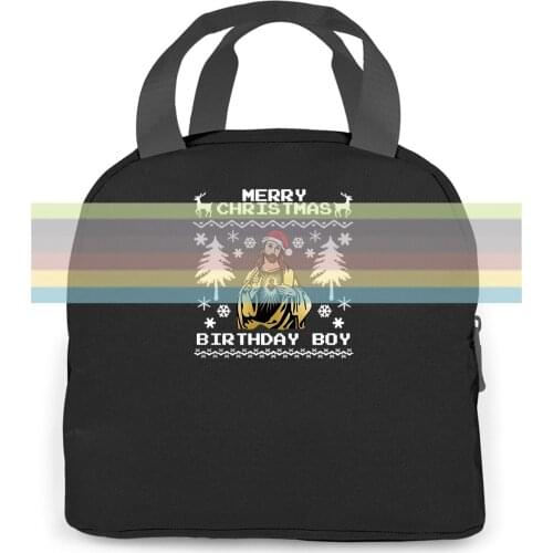 Merry Christmas Birthday Boy Christmas Party Xmas European Style Hip Hop women men Portable insulated lunch bag adult