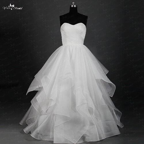 RSW852 Yiaibridal Real Job Photos Cascading Layers Skirt With Horsehair Trim Wedding Gown